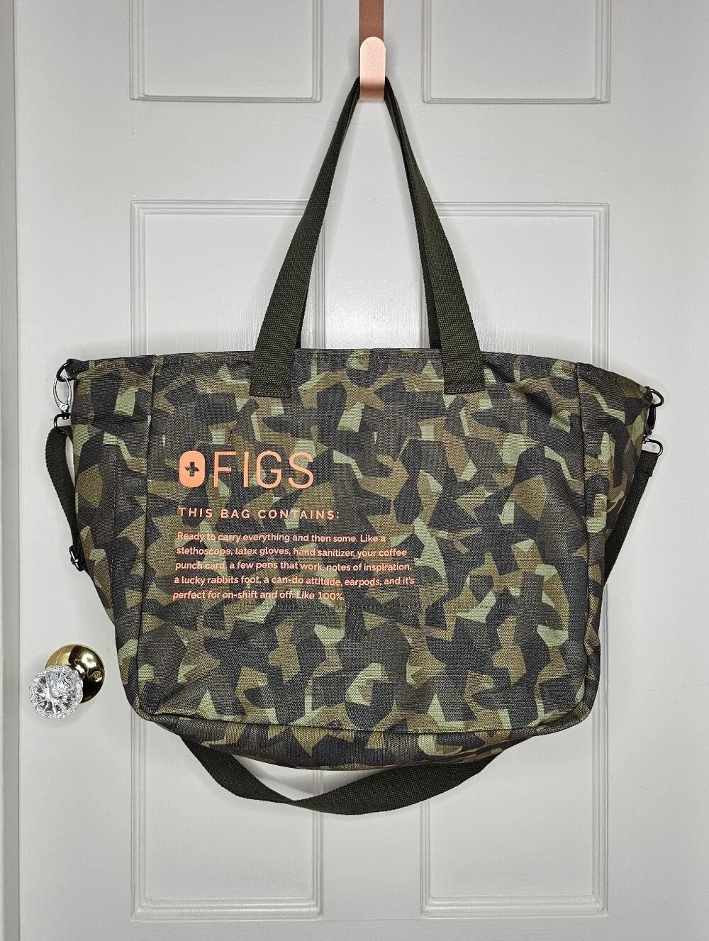 FIGS Camo FREEx Canvas Weekender Tote Bag - Martini Olive
